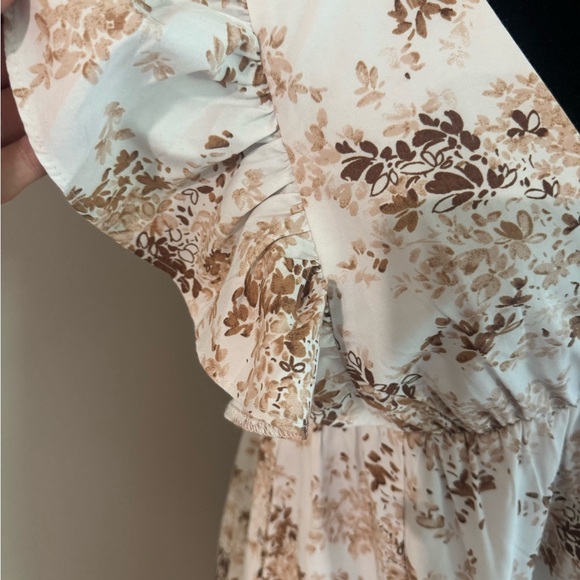 Abercrombie Fitch Floral Midi Dress Flutter‎ Sleeve V Neck Smocked Waist MEDIUM - Picture 4 of 4